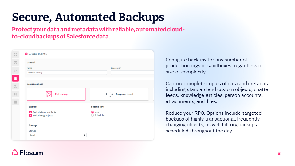 screenshot of Flosum Backup Solution